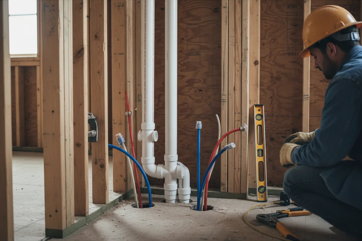 Drain and supply rough-in during Sump Pump Repair in Monroeville